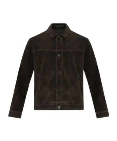 Allsaints Solid Color Jacket In Brown
