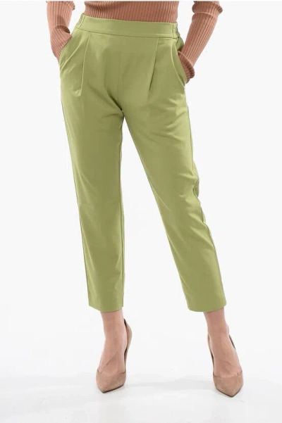 Allsaints Solid Color Single-pleat Aleida Pants In Green