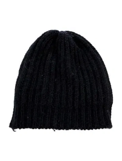 Pre-owned Allsaints Solid Rib Knit Beanie In Blue
