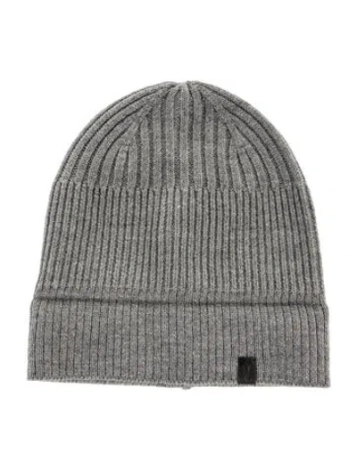 Pre-owned Allsaints Solid Rib Knit Beanie Hat In Gray