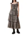 Allsaints Solonda Leopard Print Ruffle Dress In Leppo Yellow