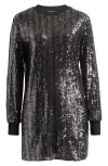 Allsaints Solstice Long Sleeve Sequin Mini Dress In Black