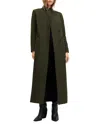 Allsaints Paulah Mixed Media Wool Blend Coat In Khaki Green