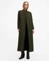 Allsaints Paulah Mixed Media Wool Blend Coat In Khaki Green