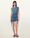 Allsaints Sonny Drawcord Side Mini Dress In Flint Stone Blue
