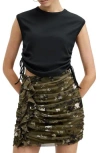 Allsaints Sonny Ruched Sleeveless Top In Black