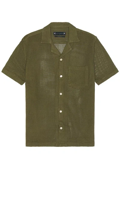 Allsaints Sortie Short Sleeve Shirt In Ash Khaki Green