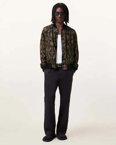 Allsaints Soundview Reversible Bomber Jacket In Black/oak Brown