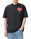 Allsaints Sown Cotton Graphic T-shirt In Washed Black