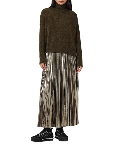 Allsaints Spark 2-in-1 Pleated Maxi Dress In Brown