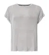 Allsaints Womens Metallic Silve Thea Metallic Stretch-woven Top In Gray