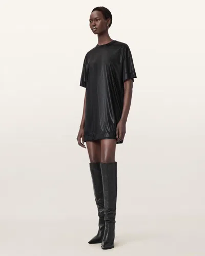 Allsaints Sparkle Mini T-shirt Dress In Black