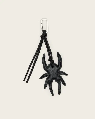 Allsaints Spider Leather Keyring In Black