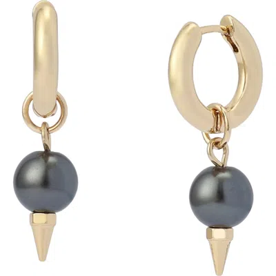 Allsaints Spike Drop Hoop Earrings In Gold