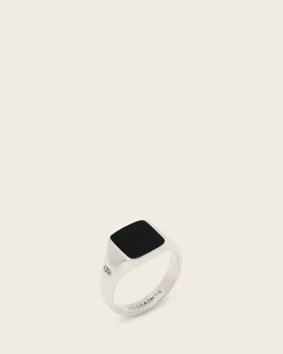 Allsaints Spike Onyx Stone Ring In Silver