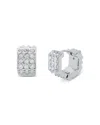 Allsaints Spike Stone Geometric Chubby Huggie Hoop Earrings In Rhodium Plated In Silver