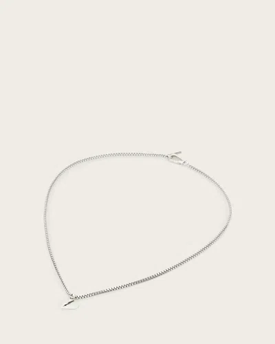 Allsaints Split Heart Necklace In Warm Silver