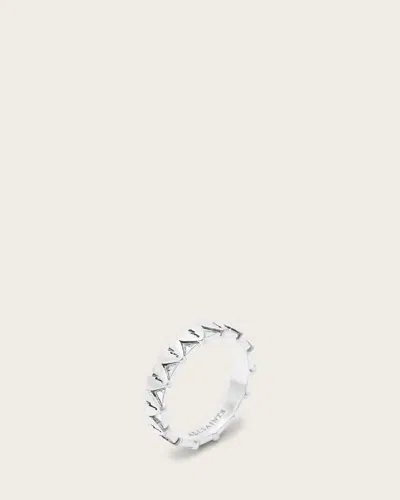 Allsaints Split Heart Ring In Warm Silver