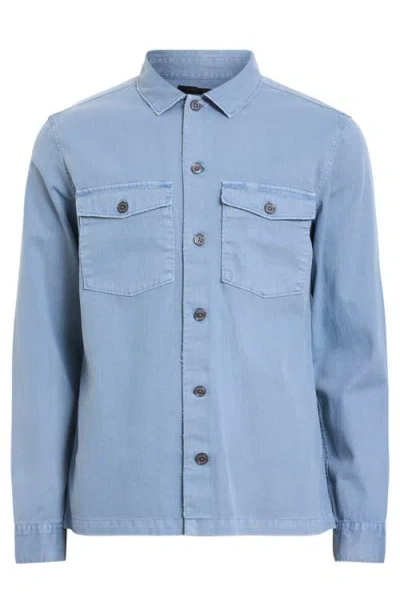 Allsaints Spotter Cotton Denim Button-up Shirt Jacket In Static Blue