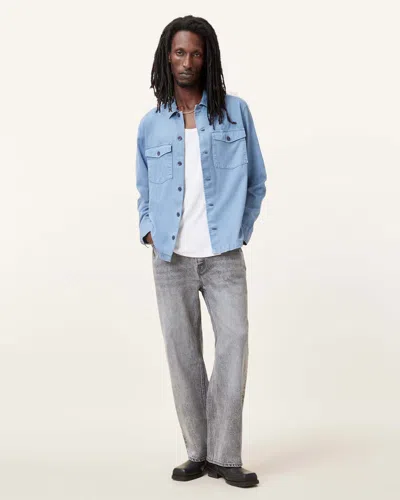 Allsaints Spotter Long Sleeve Military Overshirt In Static Blue