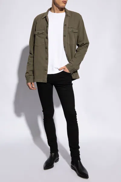 Allsaints 'spotter Ls' Raw Edge Shirt In Green