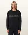 Allsaints Etta Crystal Embellished Fleece Sweatshirt In Black