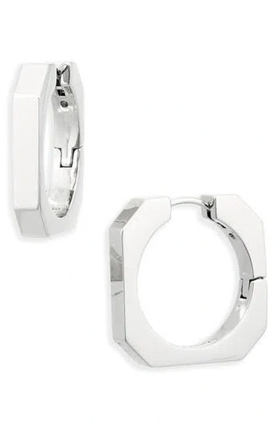 Allsaints Square Hexagonal Hoop Earrings In Metallic