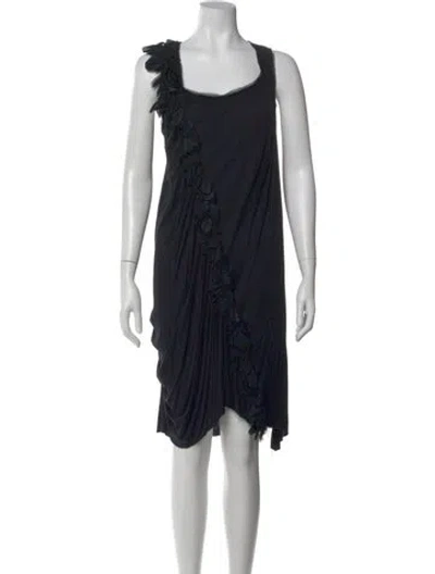 Pre-owned Allsaints Square Neckline Knee-length Dress In Black