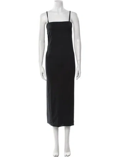 Pre-owned Allsaints Square Neckline Long Dress In Black