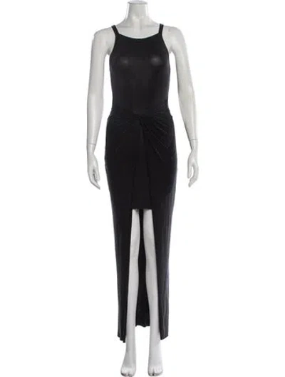 Pre-owned Allsaints Square Neckline Long Dress In Black