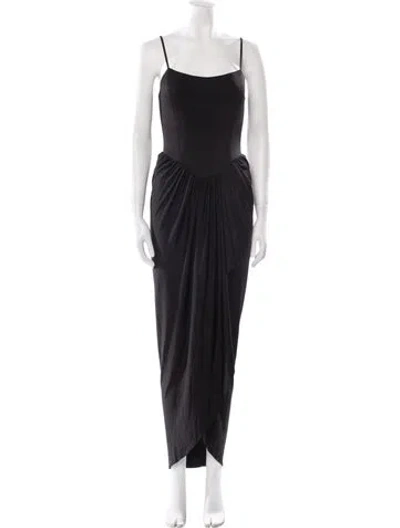 Pre-owned Allsaints Square Neckline Long Dress In Black