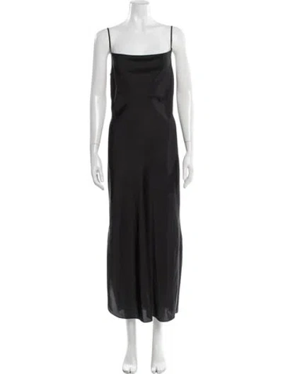 Pre-owned Allsaints Square Neckline Long Dress In Black
