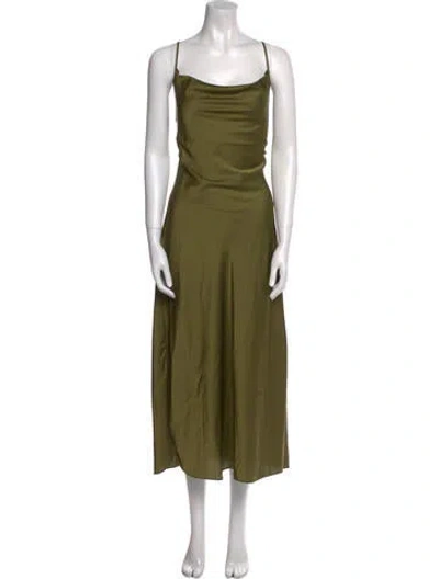 Pre-owned Allsaints Square Neckline Long Dress In Green