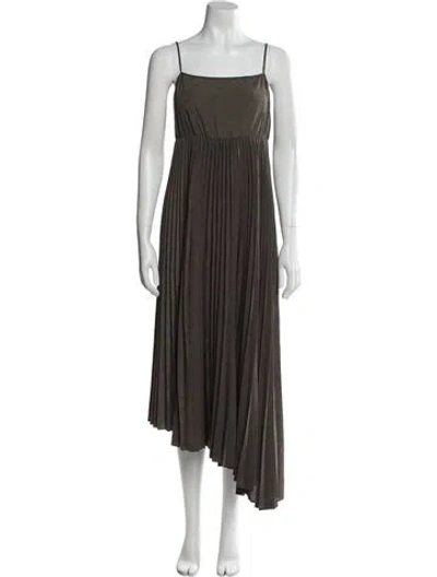 Pre-owned Allsaints Square Neckline Long Dress In Green