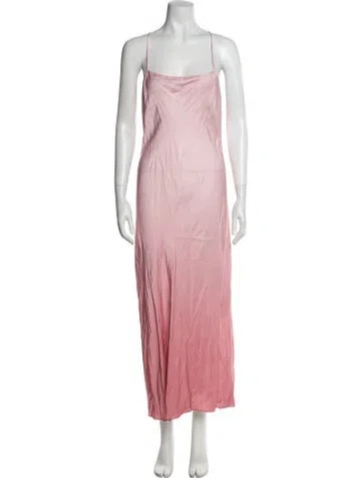Pre-owned Allsaints Square Neckline Long Dress In Pink