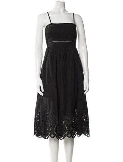 Pre-owned Allsaints Square Neckline Midi Length Dress In Black