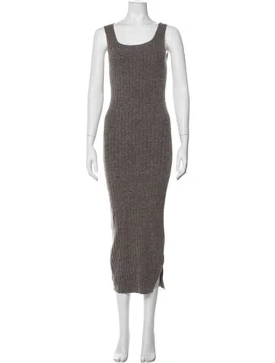 Pre-owned Allsaints Square Neckline Midi Length Dress In Brown