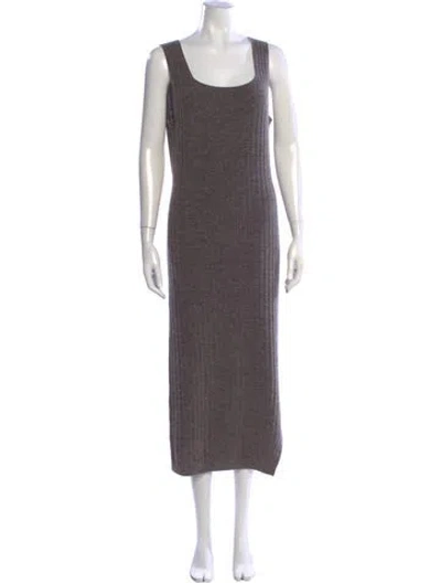 Pre-owned Allsaints Square Neckline Midi Length Dress In Gray