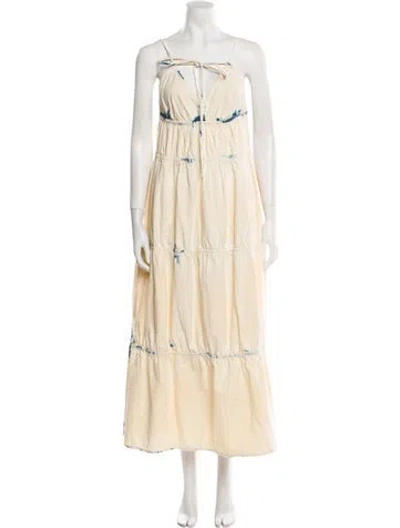 Pre-owned Allsaints Square Neckline Midi Length Dress In Neutral