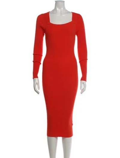 Pre-owned Allsaints Square Neckline Midi Length Dress In Orange