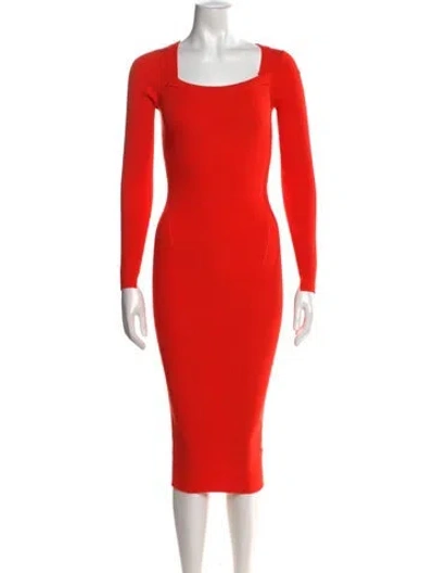 Pre-owned Allsaints Square Neckline Midi Length Dress In Orange