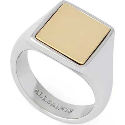 Allsaints Square Signet Ring In Gray
