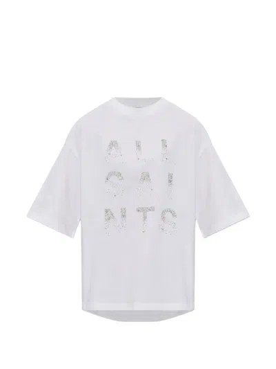 Allsaints Stacks Amelie Bead-embellished T-shirt In White