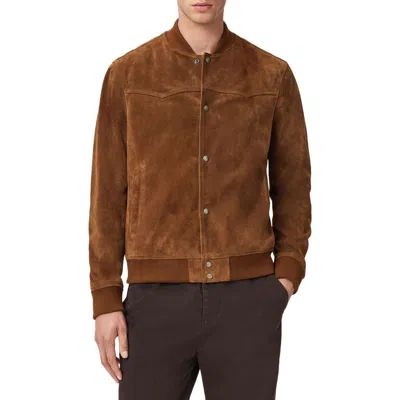 Allsaints Stafford Suede Bomber Jacket In Brown