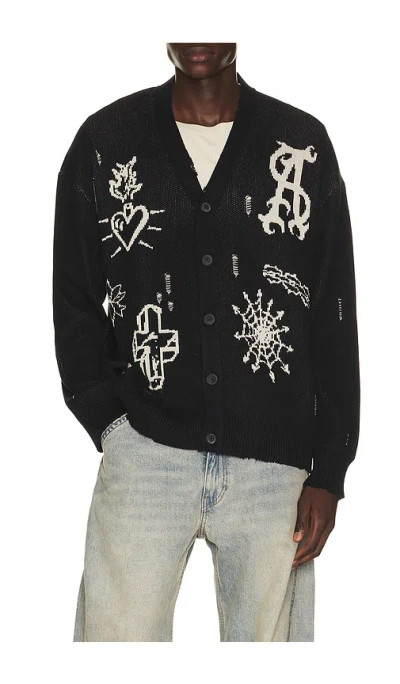 Allsaints Staged Cardigan In Black & Ecru White