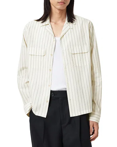 Allsaints Stanley Boxy Fit Long Sleeve Camp Shirt In Neutral