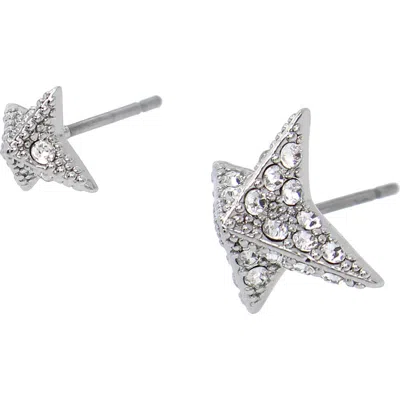 Allsaints Star Mismatched Stud Earrings In Shiny White Gold