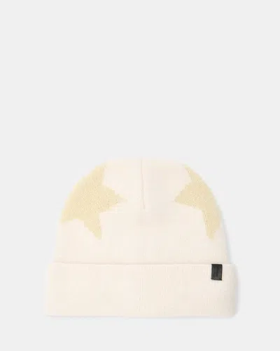 Allsaints Star Tinsel Metallic Beanie In Ecru White