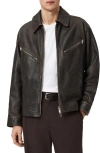 Allsaints Caon Oversized Leather Jacket In Black