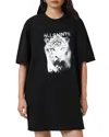 Allsaints Static Graphic Print Cotton T-shirt Dress In Black